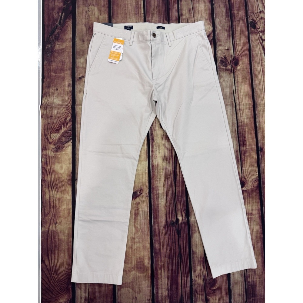 J.Crew Men's Gray Solid Chino Pants Slim Fit Flat Front Slash Pockets 36